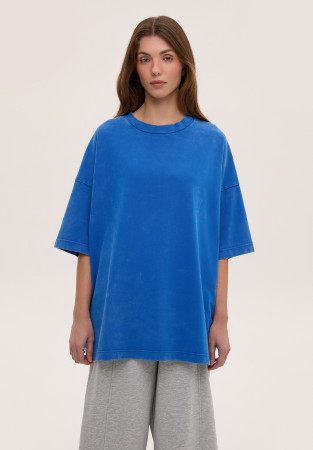 Футболка oversize unisex с эффектом "wash" васильковая